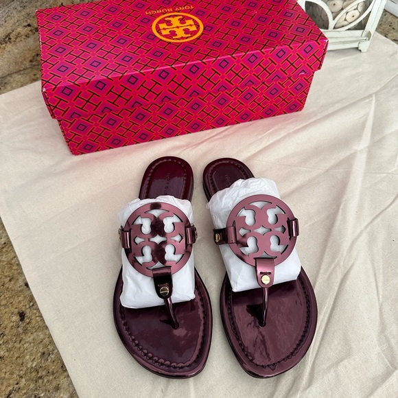 New Tory Burch miller sandals Merlot color size 6.5 - Picture 7 of 7